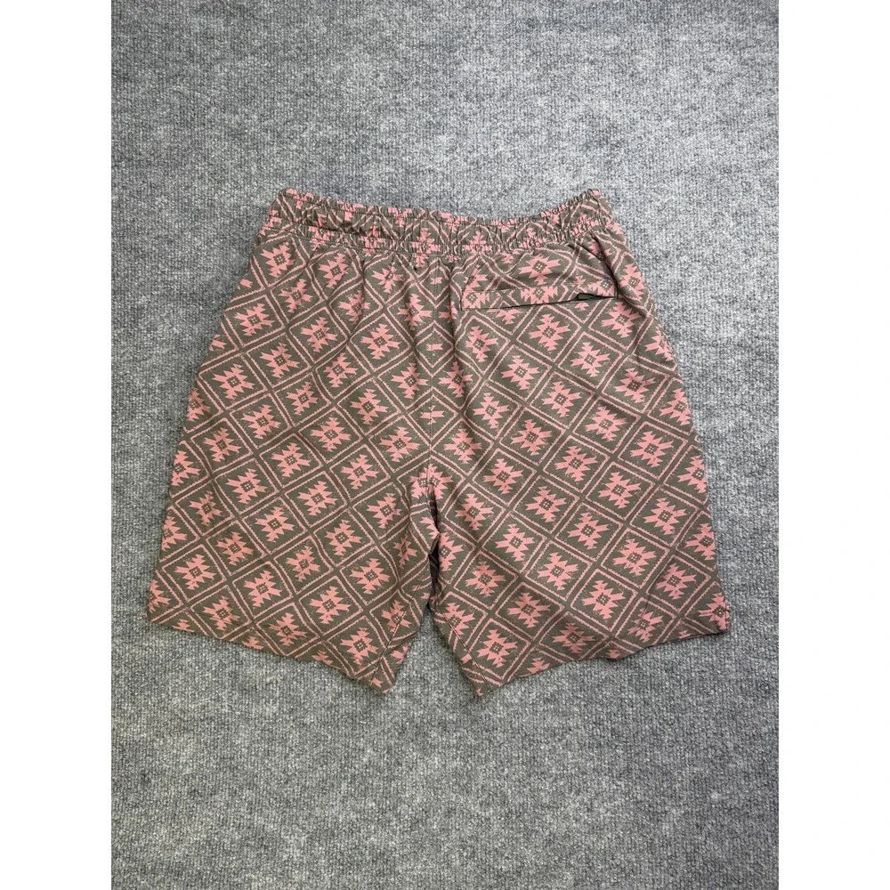 Faherty Shorelite Lined Shorts Green Pink Board Swim Yoga Active Mens Small